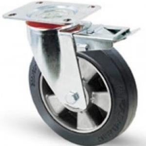 Aluminium kerék elasztikus futó forgó-fékes villa 125 mm