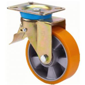Aluminium kerék PUR futófelülettel forgó-fékes villa 200 mm