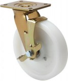 Erősített poliamid kerék forgó-fékes villa 125 mm (500kg)