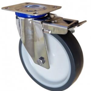 INOX poliamid kerék PUR szürke futó forgó-fékes villa 200x50 mm