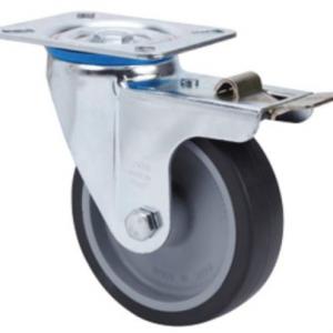 INOX szürke tömörgumis kerék forgó-fékes villa 100 mm