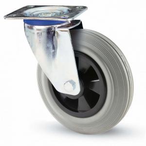 INOX szürke tömörgumis kerék forgó villa 100 mm