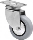 INOX szürke tömörgumis kerék forgó villa 80 mm