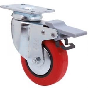 Piros PUR design kerék forgó-fékes villa 125 mm