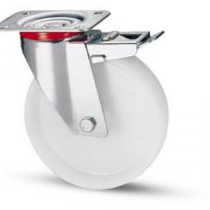 Poliamid kerék forgó-fékes villa 200x50 mm