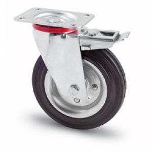 Tömörgumis kerék forgó-fékes villa 80 mm