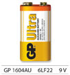 Gp Ultra Alkaline 9V 6LF22 elem ,1604AU
