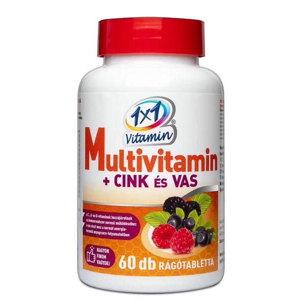 1×1 Vitamin Multivitamin + cink és vas rágótabletta 60 szem