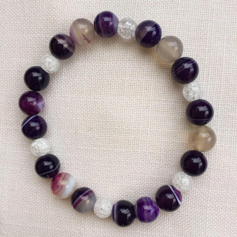 Achát (festett), hegyikristály egyedi ásvány karkötő