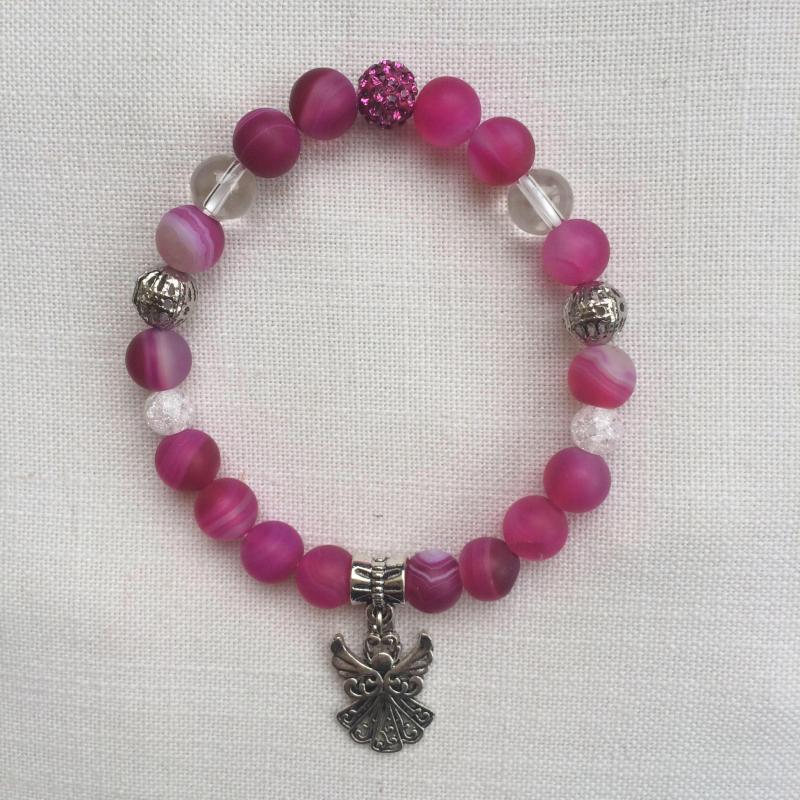 Achát (festett), hegyikristály egyedi ásvány karkötő