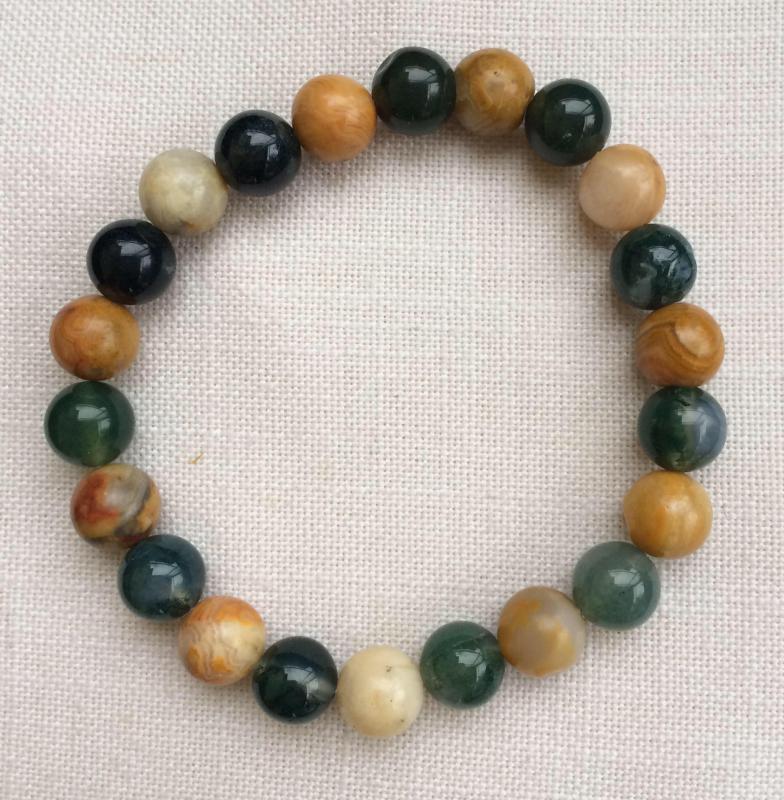Achát (indiai és moha) egyedi ásvány karkötő