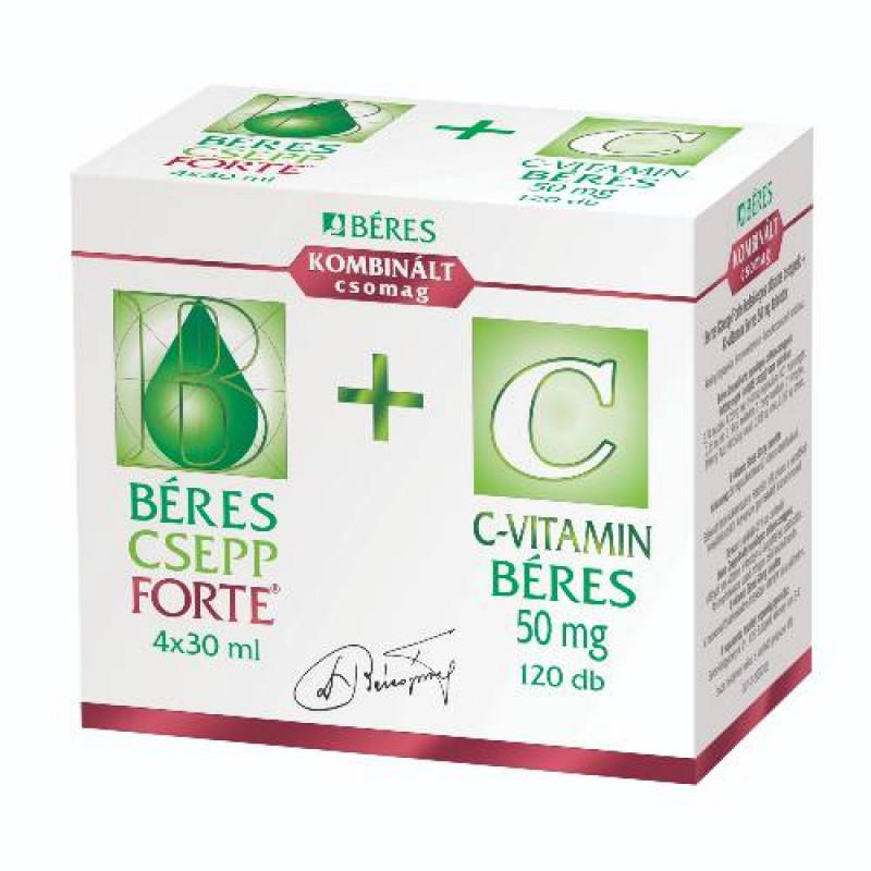 Béres Csepp Forte belsőleges oldatos cseppek 4x30ml + C-vitamin 120 szem