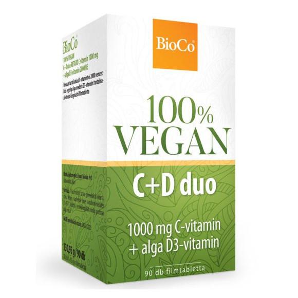 BioCo® 100% VEGAN C+D Duo C-vitamin 1000mg + Alga D3-vitamin 2000NE filmtabletta 90 db
