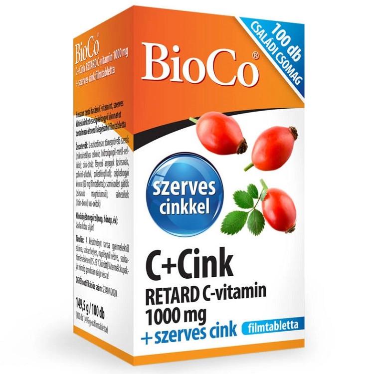 BioCo® C+Cink Retard C-vitamin 1000mg + szerves Cink Családi csomag 100 db