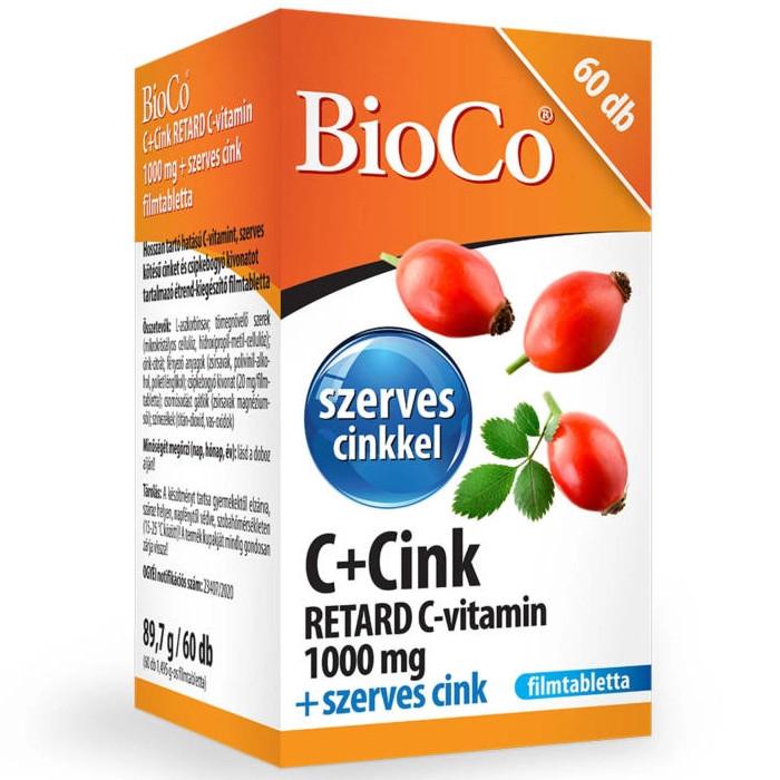 BioCo® C+Cink Retard C-vitamin 1000mg + szerves Cink filmtabletta 60 db