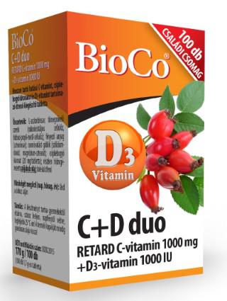 BioCo® C+D Duo Retard C-vitamin 1000mg + D-vitamin 2000NE tabletta 100 db