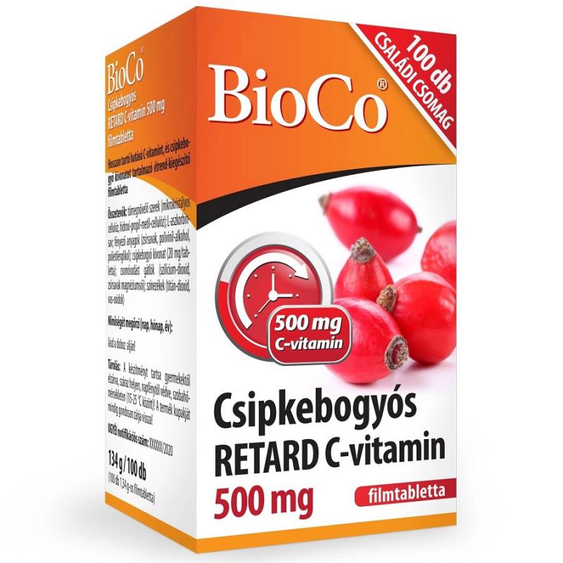 BioCo® Csipkebogyós Retard C-vitamin 500mg Családi csomag 100 db