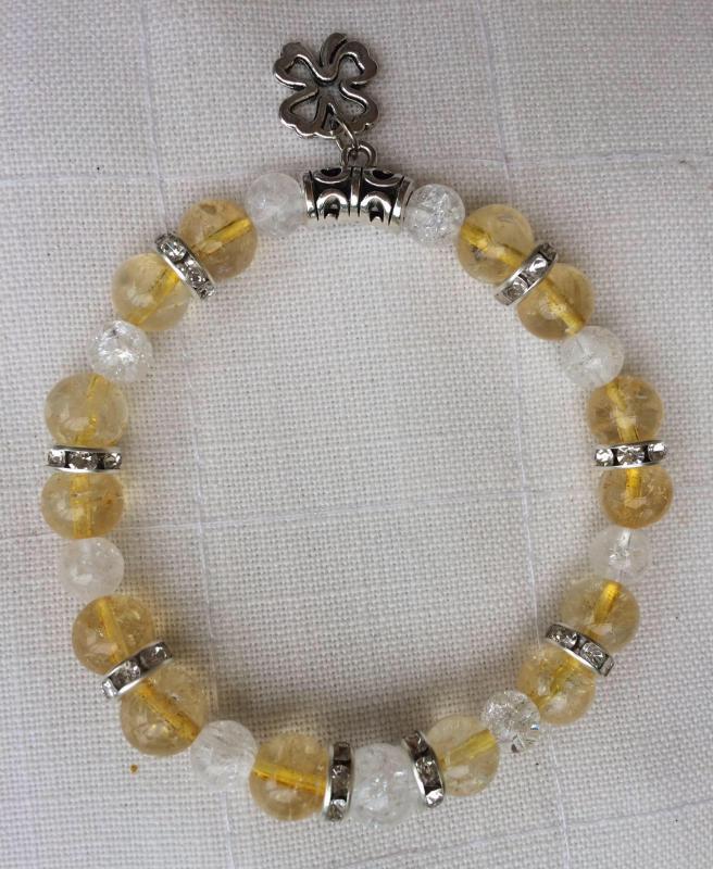 Citrin-hegyikristály egyedi ásvány karkötő