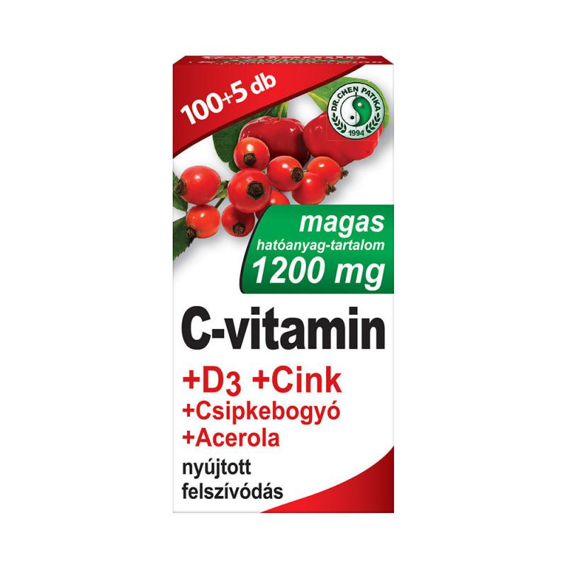 Dr Chen C-vitamin 1200 mg Retard+D3+Acerola tabletta 105 db