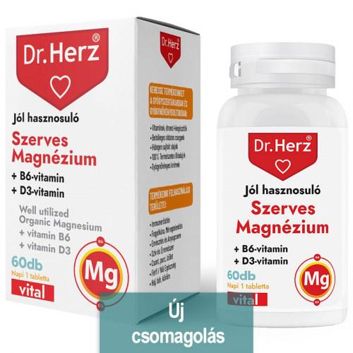 Dr Herz Szerves Magnézium+B6+D3-vitamin 60 szem