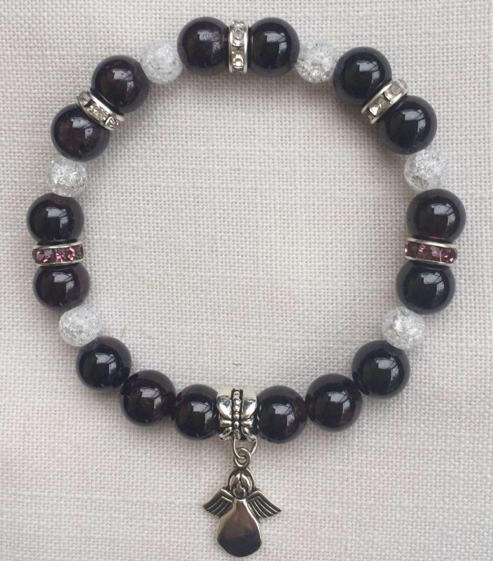 Gránát, hegyikristály egyedi ásvány karkötő