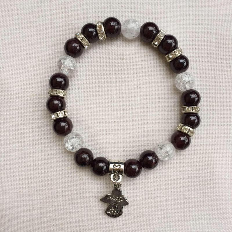 Gránát - roppantott hegyikristály egyedi ásvány karkötő