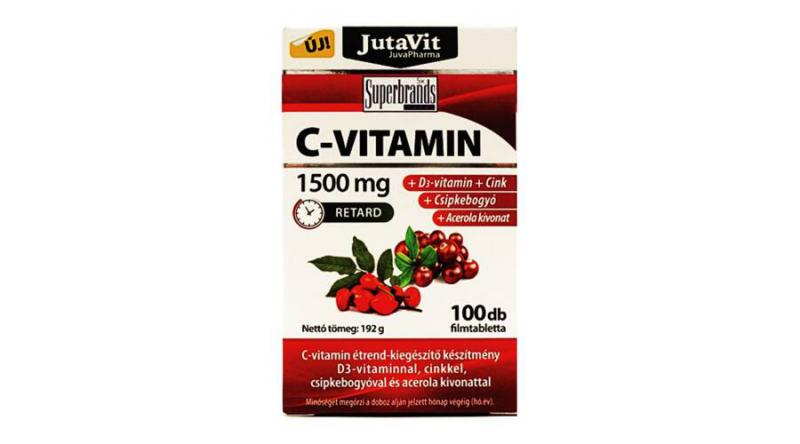 JutaVit C-vitamin 1500 mg acerola-kivonattal, csipkebogyóval, D3-vitaminnal és cinkkel