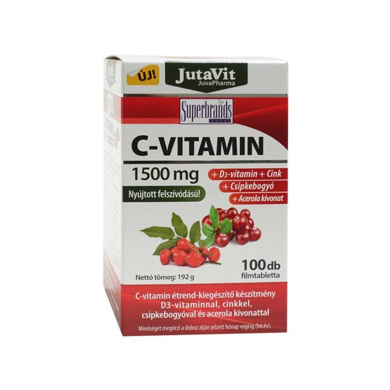 JutaVit C Vitamin 1500 mg nyújtott kioldódású csipkebogyó + D3 vitamin + Cink 100 db