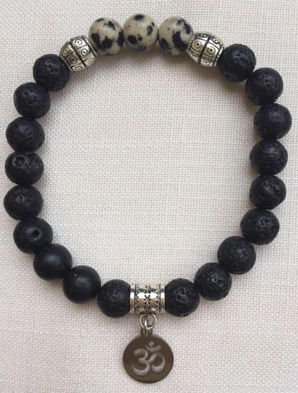 Lávakő-dalmatakő egyedi ásvány karkötő