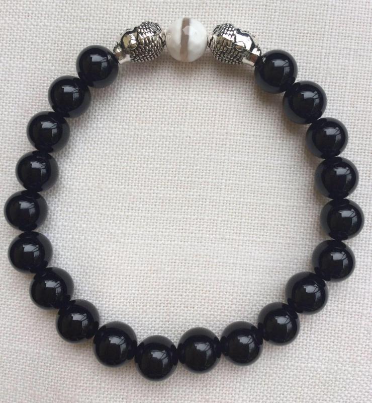 Ónix-achát egyedi ásvány karkötő