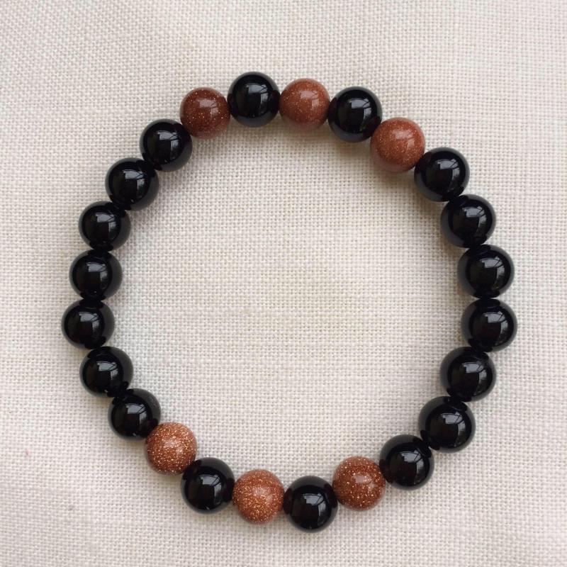 Ónix, goldfluss egyedi ásvány karkötő