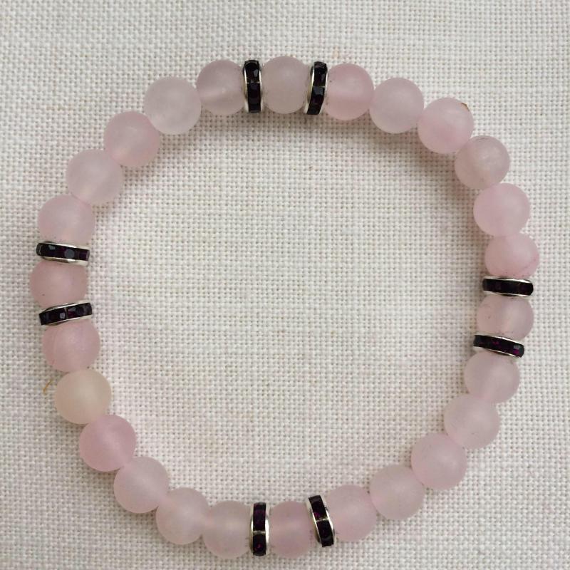 Rózsakvarc (matt) egyedi ásvány karkötő