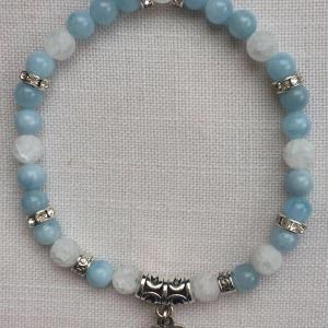 Akvamarin, hegyikristály egyedi ásvány karkötő