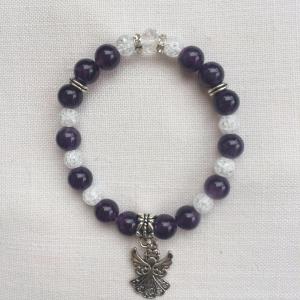 Ametiszt, hegyikristály egyedi ásvány karkötő