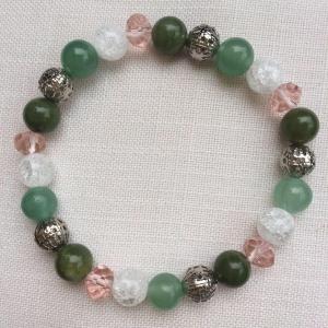 Jade-aventurin-hegyikristály egyedi ásvány karkötő