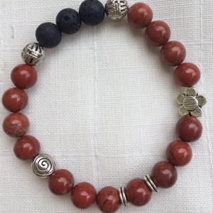 Jáspis-lávakő egyedi ásvány karkötő