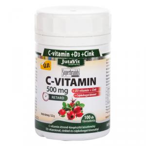 JutaVit C Vitamin 500 mg nyújtott kioldódású csipkebogyó + D3 vitamin + Cink 100 db