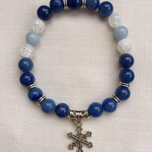 Kékkvarc, angelit, hegyikristály egyedi ásvány karkötő