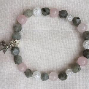 Labradorit-rózsakvarc-hegyikristály egyedi ásvány karkötő