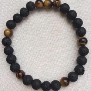 Lávakő-tigrisszem egyedi ásvány karkötő