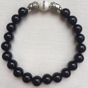 Ónix-achát egyedi ásvány karkötő