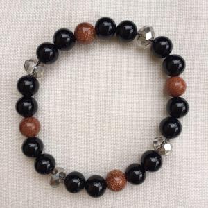 Ónix - goldfluss egyedi ásvány karkötő