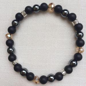 Ónix-hematit egyedi ásvány karkötő
