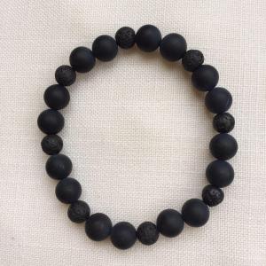 Ónix (matt), lávakő egyedi ásvány karkötő