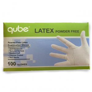 QUBE - Púdermentes latex kesztyű - 100 db - Fehér (M MÉRET)
