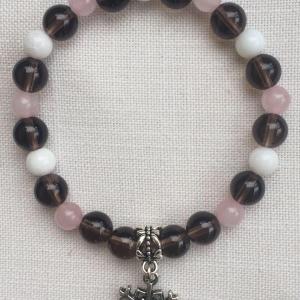 Rózsakvarc, tejkvarc, füstkvarc egyedi ásvány karkötő