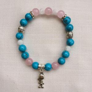 Türkenit, rózsakvarc, hegyikristály egyedi ásvány karkötő