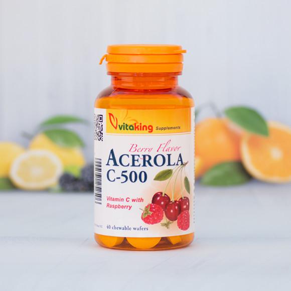 Vitaking Acerola C-vitamin málnás íz 40 rágótabletta