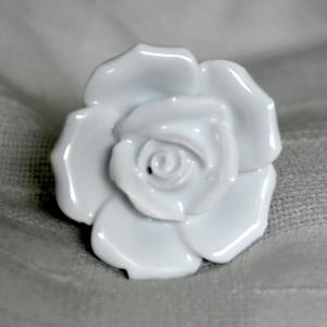 Fiókgomb kerámia rózsa fehér