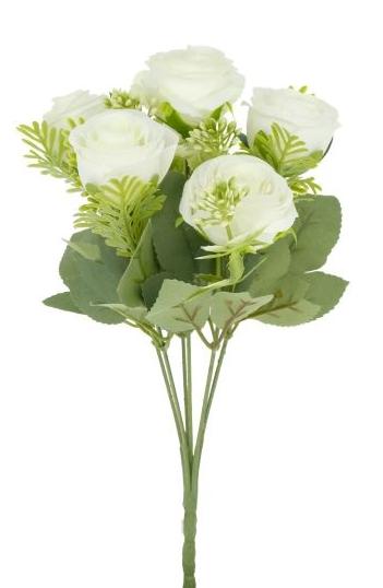 Selyem rózsacsokor 30 cm fehér